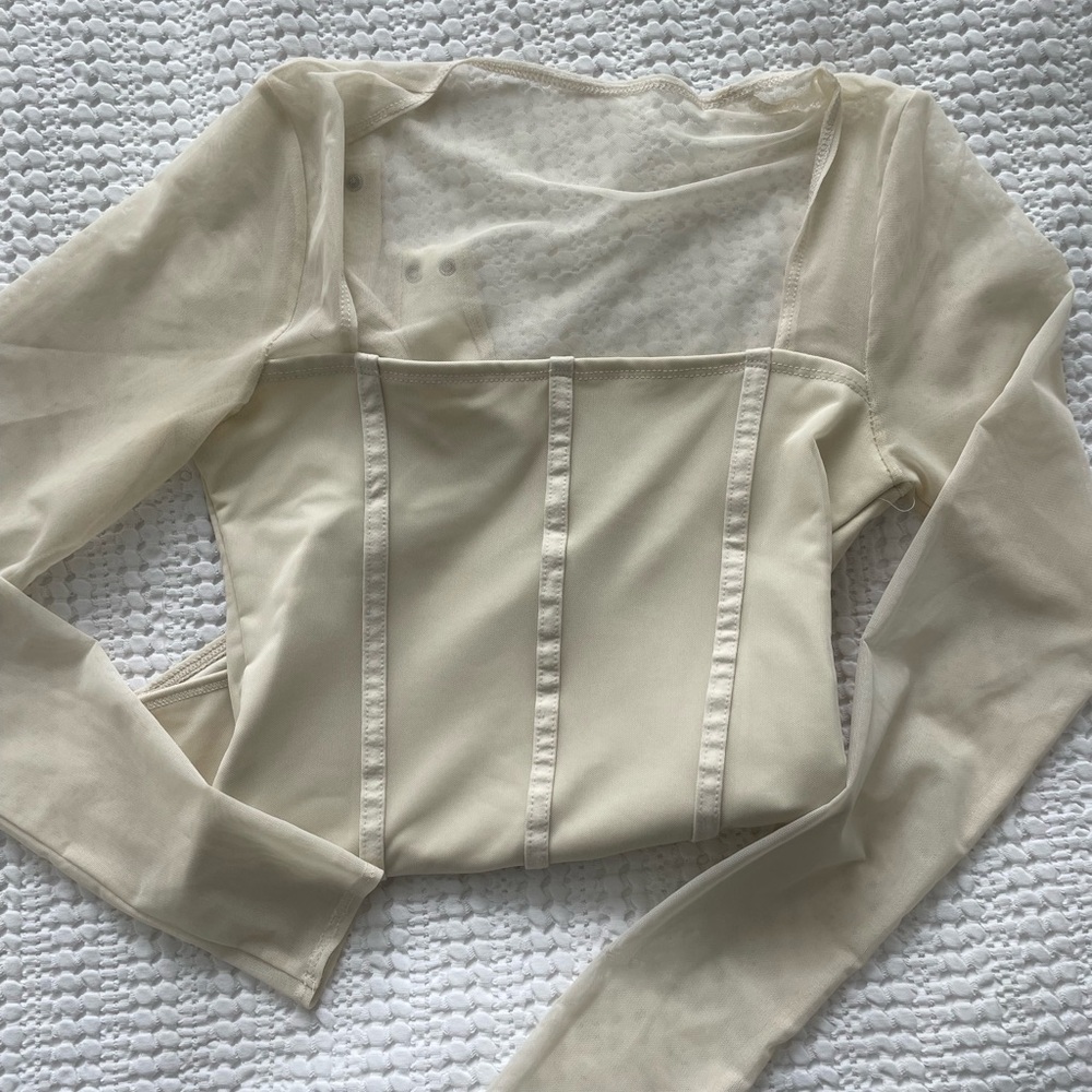 A&F mesh corset bodysuit in cream